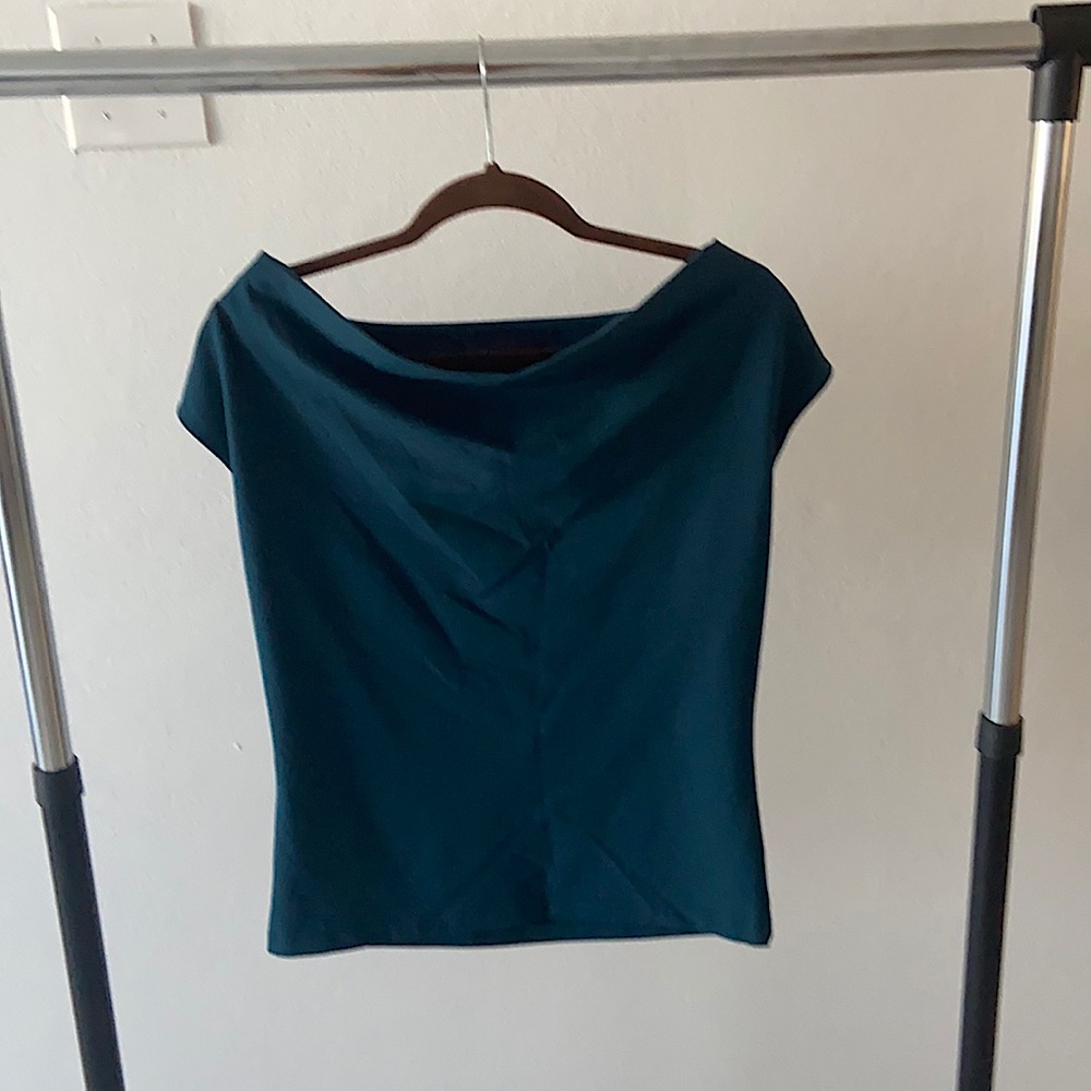 Rachel Roy, small, drop neck, teal blouse.